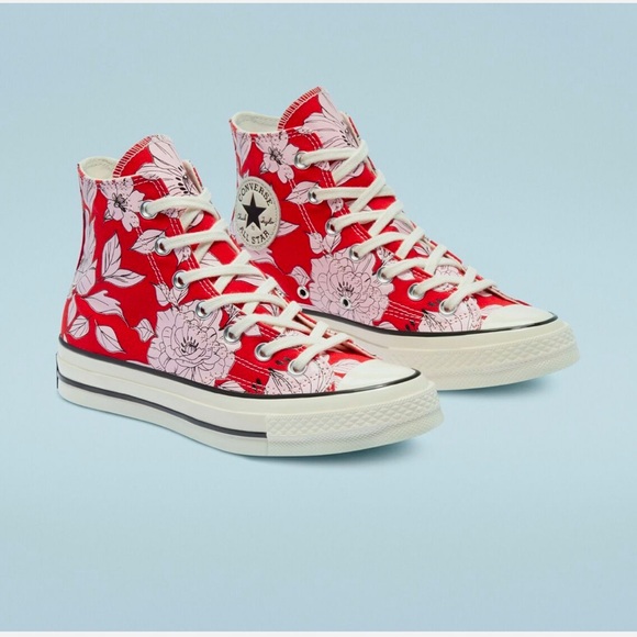 Converse Women's Floral High-Top Sneakers - Chuck 70 University High Red. Size 7 - Picture 2 of 8